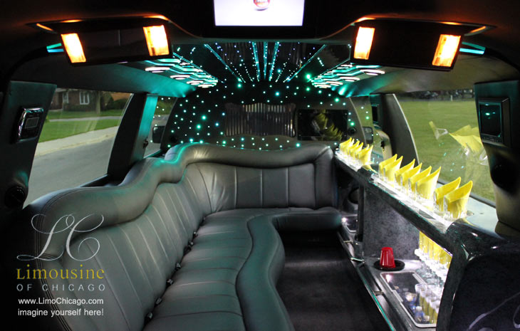14 passenger limo Lincoln Navigator interior in Chicago