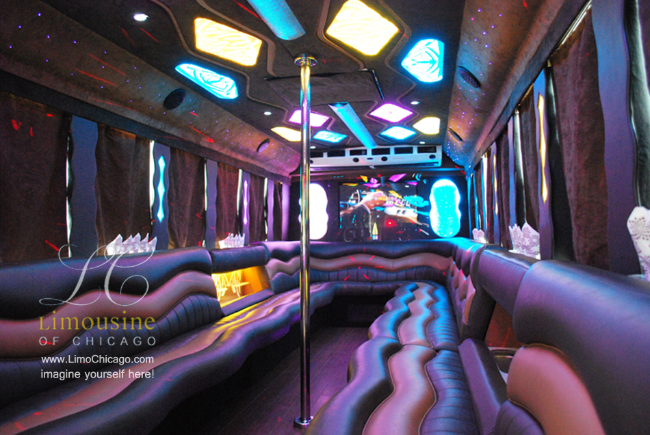 limo party bus inside pole led bar