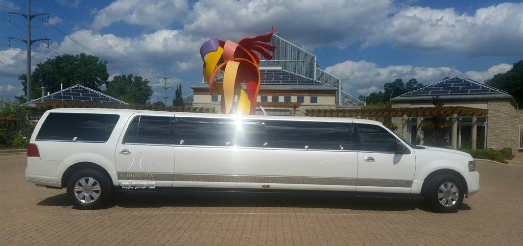 Stretch SUV Limousine at Nicholas Conservatory and Gardens in Rockford illinois