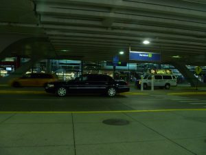 Town car limousine and taxi in O'Hare Airport