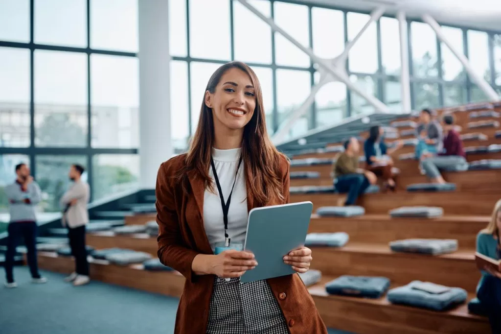 Business woman attending St Charles Convention Center