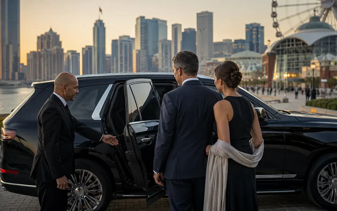 Luxury SUV arriving at Navy Pier for Chicago Live performing arts festival