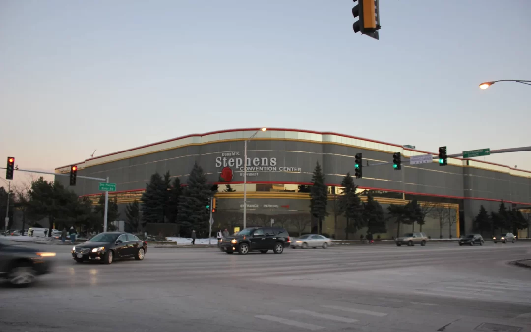 Donald E. Stephens Convention Center beside North River Road in Rosemont