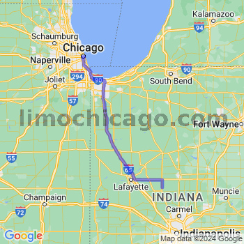 Travel from Michigantown to Chicago Loop Limousine service to Chicago Loop