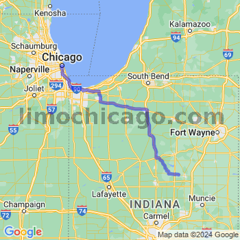 Travel from Sweetser to Chicago Loop Limousine service to Chicago Loop