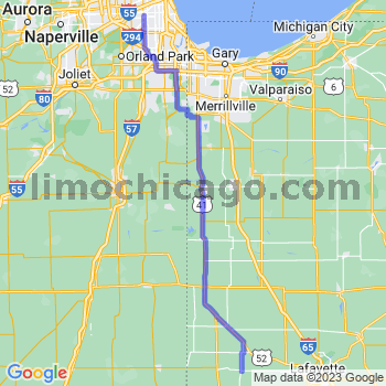 Travel from Pine Village to Midway airport Limousine service to Midway airport (MDW)