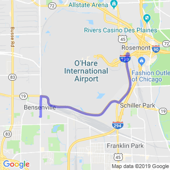 Travel from Bensenville to O'Hare airport Limousine service to O'Hare airport (ORD)