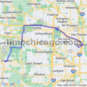 Travel from Saint Charles to O'Hare airport Limousine service to O'Hare airport (ORD)