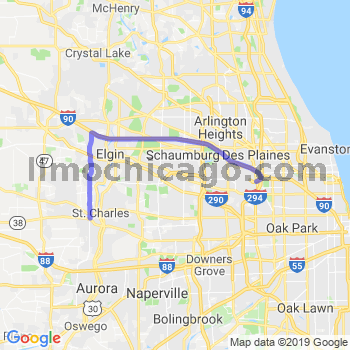Travel from St. Charles west of Randal to O'Hare airport Limousine service to O'Hare airport (ORD)