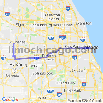 Travel from St. Charles west of Randal to Chicago Loop Limousine service to Chicago Loop