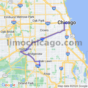 Travel from Chicago Ridge to Chicago Loop Limousine service to Chicago Loop