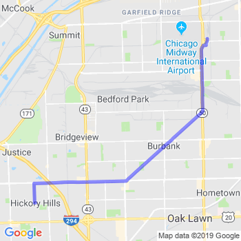Travel from Hickory Hills to Midway airport Limousine service to Midway airport (MDW)