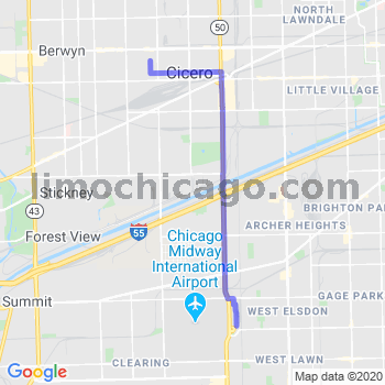 Travel from Cicero to Midway airport Limousine service to Midway airport (MDW)