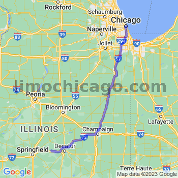 Travel from Illiopolis to Chicago Loop Limousine service to Chicago Loop